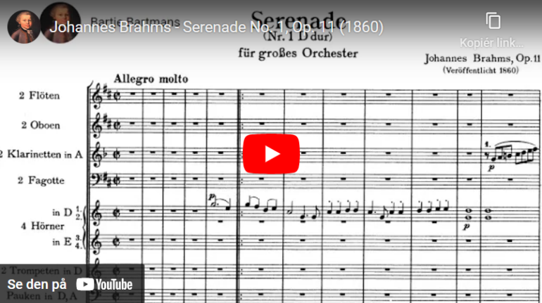 Mellemspil – Brahms: Serenade nr. 1 i D-dur op. 11 (1857-60).