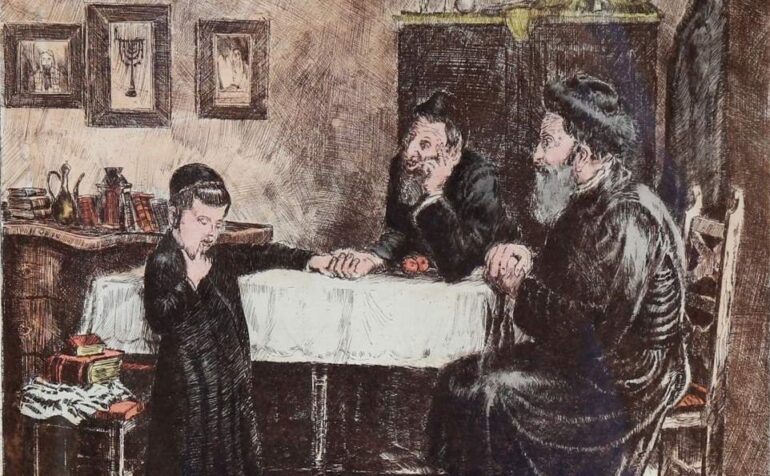 To rabbinere med en elev (c.1900).