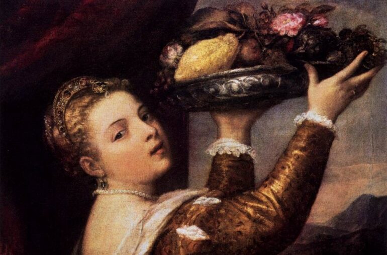 Ung dame med et fruktfat (c.1555).