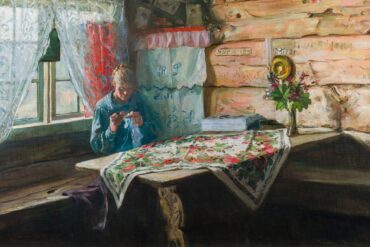 Kvinne som syr (ikke datert).