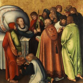 Maria sovner inn, omgitt av apostlene (c.1518).