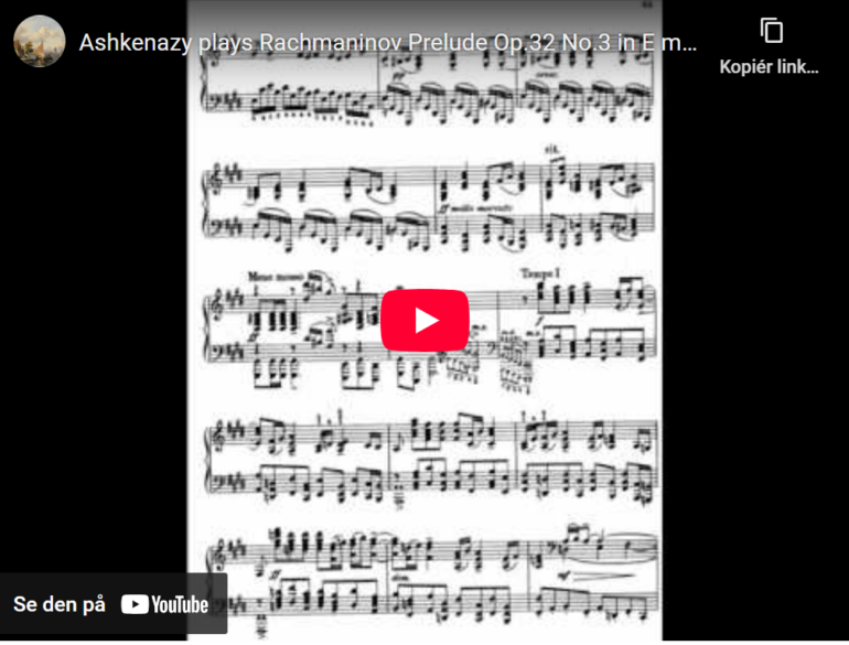 Mellemspil – Rakhmaninov: Preludium op. 32 nr. 3 i E-dur (1910).