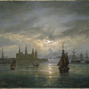 Kronborg Slot i måneskinn (1849?).