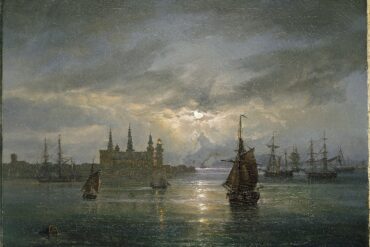 Kronborg Slot i måneskinn (1849?).