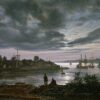 Larvik havn i måneskinn (1839).