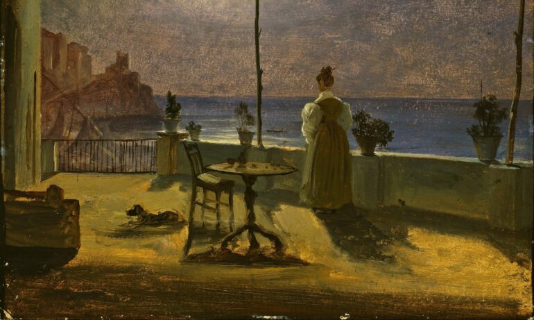 En månebelyst terrasse i Amalfi (1834).