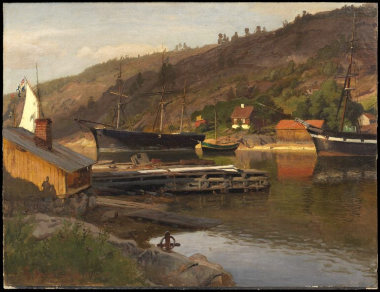 Landingsbrygge Husvik, Drøbak (1875).