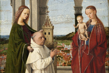 Madonna med barnet, Santa Barbara og kartusianermunken Jan Vos (c.1450).