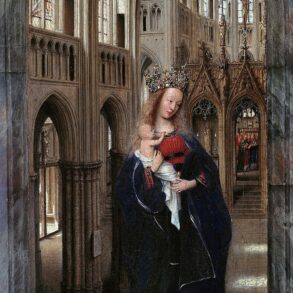 Madonna og barnet i en kirke (c.1438).