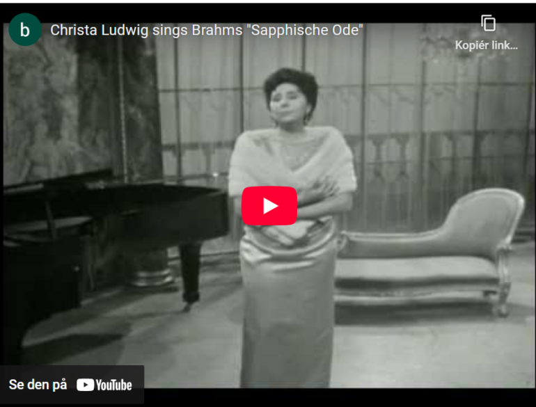 Brahms: Sapphische Ode op. 94 nr. 4 (1884).