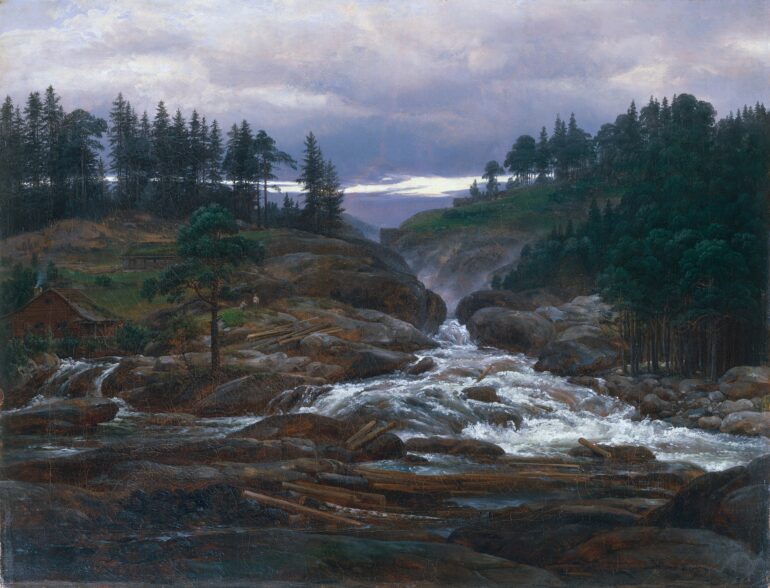 De nedre fallene i Labrofossen (1827).