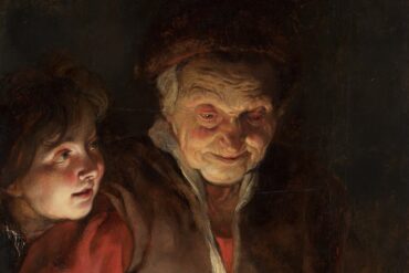 Gammel dame og gutt med lys (1616).