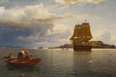 Hjemvendende hvalfanger i Christianiafjorden (1867).