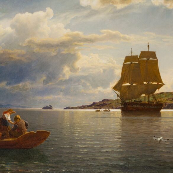 Hjemvendende hvalfanger i Christianiafjorden (1867).