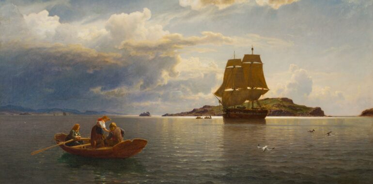 Hjemvendende hvalfanger i Christianiafjorden (1867).