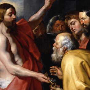 Jesus gir Peter himmelrikets nøkler (1612-15).