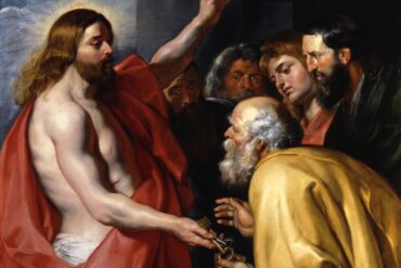 Jesus gir Peter himmelrikets nøkler (1612-15).