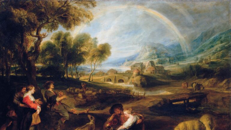 Landskap med regnbue (1630-35).