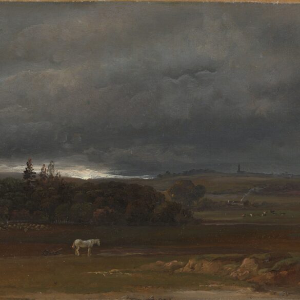 Marker ved Dresden med en hvit hest (1819).