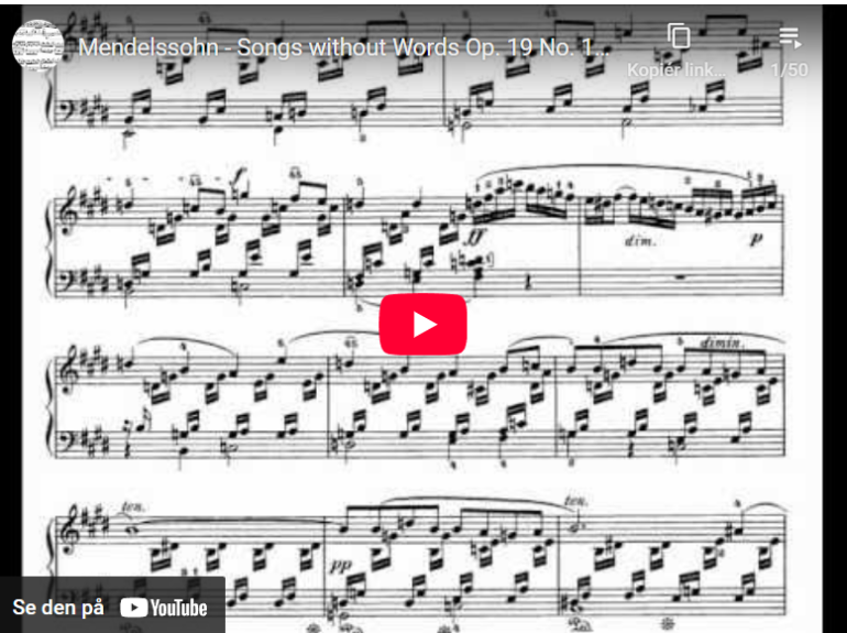 Mellemspil – Mendelssohn: Lied ohne Worte op.19 nr 1 (1832).