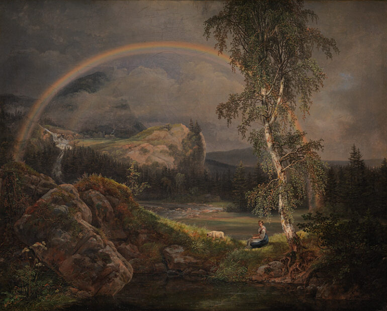 Norsk Landskab med en Regnbue (1821).