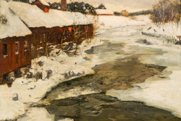 Vinter i Norge. Fra Lysakerelven (1901).