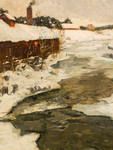 Vinter i Norge. Fra Lysakerelven (1901).