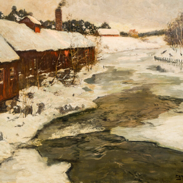 Vinter i Norge. Fra Lysakerelven (1901).