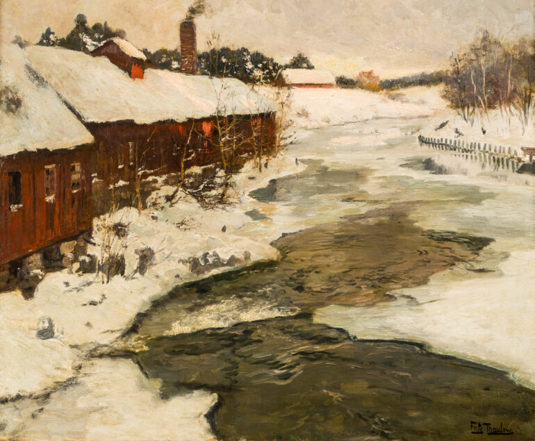 Vinter i Norge. Fra Lysakerelven (1901).