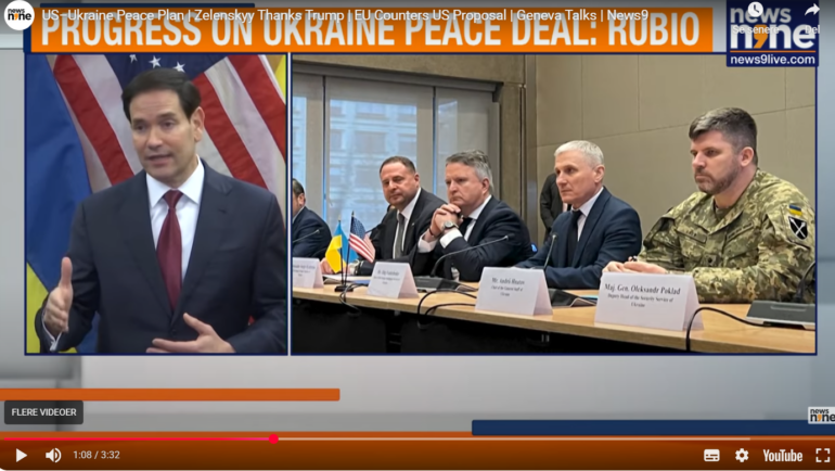 Den Korte Avis | Forhandlinger søndag i Geneve fremtvinger ændringer i Trumps Ruslandvenlige fredsplan – det vil Putin forsøge at spænde ben for