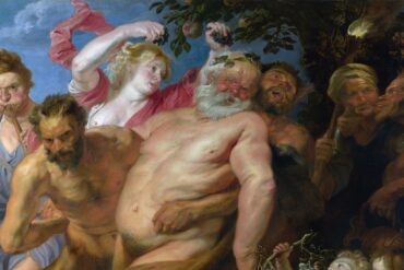 En beruset Silenos støttes av satyrer m.fl (c.1620).