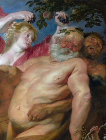 En beruset Silenos støttes av satyrer m.fl (c.1620).