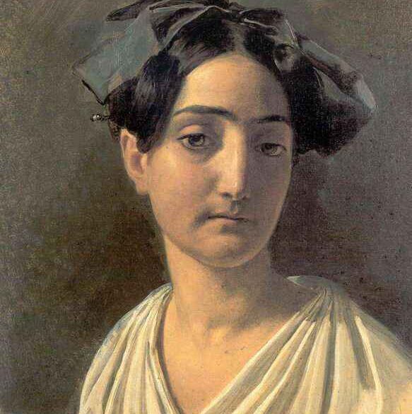 Portrett av den italienske modell Vittoria Caldoni (1834).