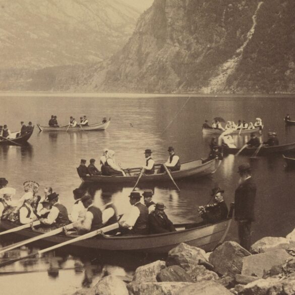 Brudefærd i Hardanger, Eitrheim, Sørfjorden, Odda, Hordaland (1898).