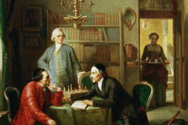 Johann Kaspar Lavater og Gotthold Ephraim Lessing besøker Moses Mendelssohn (1856).