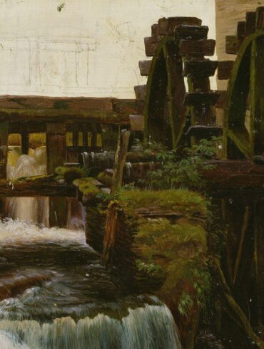 To Møllehjul ved Bæk (1838).