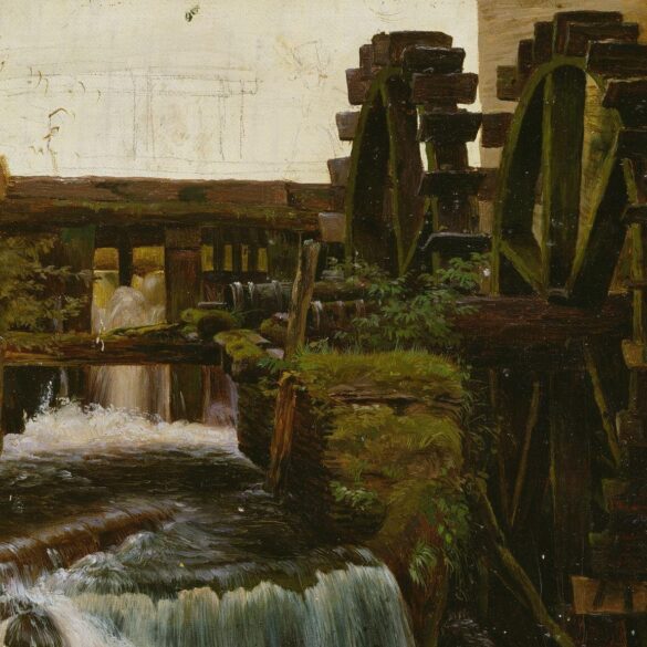 To Møllehjul ved Bæk (1838).