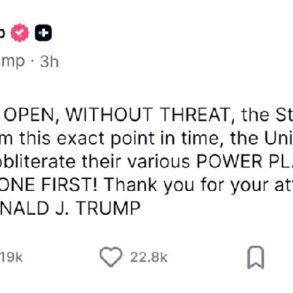 Den Korte Avis | Iran har missiler, der rækker 4000 km og kan ramme mål i Europa – nu kommer Trump med ultimatum: Vi bomber Irans kraftværker, hvis de ikke åbner Hormuzstrædet