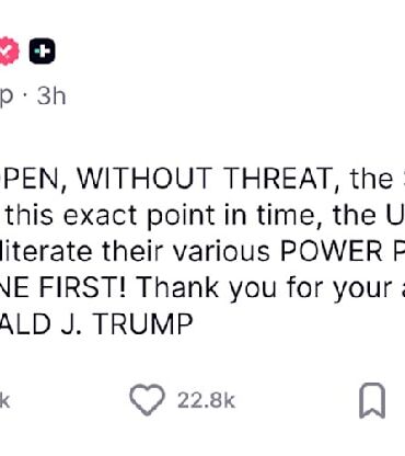 Den Korte Avis | Iran har missiler, der rækker 4000 km og kan ramme mål i Europa – nu kommer Trump med ultimatum: Vi bomber Irans kraftværker, hvis de ikke åbner Hormuzstrædet