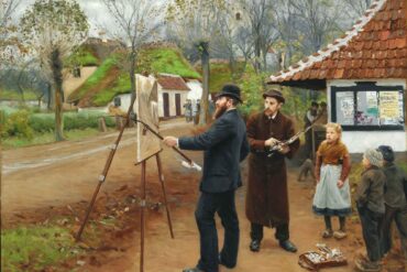 Laurits Andersen Ring maler ved Aasum Smedje (1893).