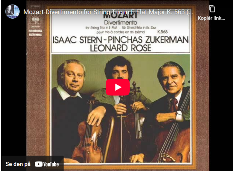 Mellemspil – Mozart: Divertimento for stryketrio i Ess-dur K 563 (1788).